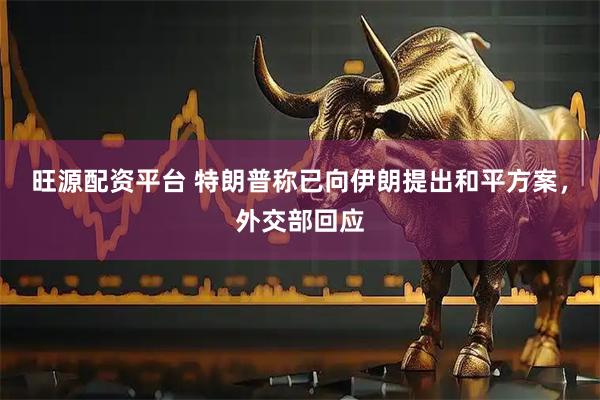 旺源配资平台 特朗普称已向伊朗提出和平方案，外交部回应
